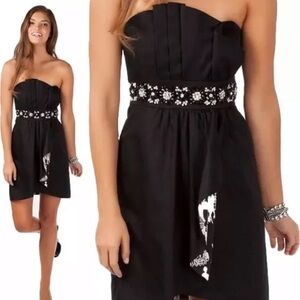 Lilly Pulitzer Crystal Late Night Toile Strapless Dress